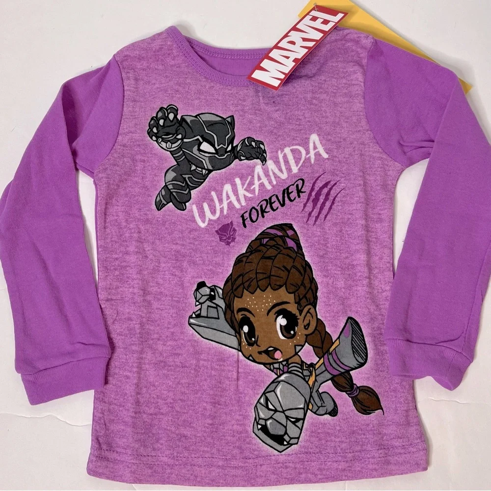 Marvel Black Panther Shuri Purple Wakanda Forever Snug Fit Pajama Set 4T New